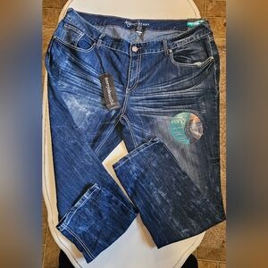 Size 24 Ariya Dark Blue Roll Up Skinny Jeans for Women